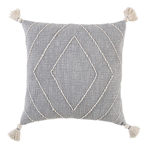 Rizzy Home Diamond 18&quot x 18&quot Down Filled Pillow with Textured Cotton Cover-Gray