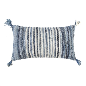 Rizzy Home Stripe 14&quot x 26&quot Down Pillow with Recycled Denim Cover-Multi-Color