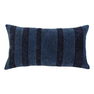 Rizzy Home 14&quot x 26&quot Down Filled Pillow with Cotton Viscose Velvet Cover-Navy