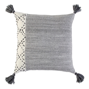 Rizzy Home Color Block 20&quot x 20&quot Down Pillow with Poly Pet Cover Ivory/Gray