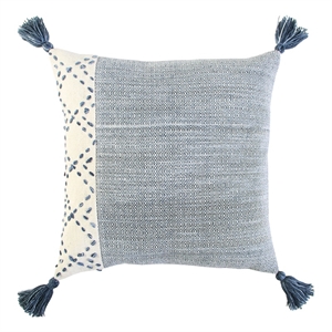 Rizzy Home Color Block 20&quot x 20&quot Down Pillow with Poly Pet Cover-Ivory/Blue