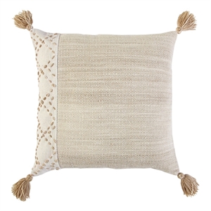 Rizzy Home Color Block 20&quot x 20&quot Down Pillow with Poly Pet Cover Ivory/Blush