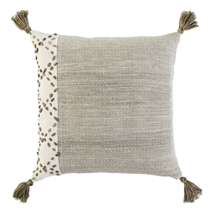 Rizzy Home Color Block 20&quot x 20&quot Down Pillow with Poly Pet Cover Ivory/Taupe