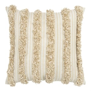 Donny Osmond Stripe 20&quot x 20&quot Down Filled Pillow with Cotton Canvas Cover-Beige