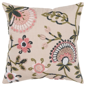 Rizzy Home Floral 20&quot x 20&quot Down Filled Pillow with Cotton Cover-Blush