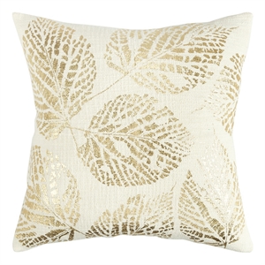 Rizzy Home 20&quot x 20&quot Down Pillow with Textured Cotton Cover Slub-Ivory/Gold