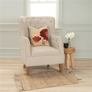 Rizzy Home Floral 18&quot Poly Filled Pillow with Cotton Velvet Cover-Beige/Red