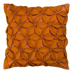 Rizzy Home Botanical Petals 18&quot Poly Filled Pillow with Cotton Cover-Orange