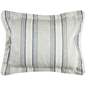 Rizzy Home Stripe 20&quot x 36&quot Natural/Blue Linen King Sham