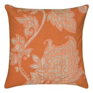 Rizzy Home Floral 18&quot x 18&quot Poly Filled Pillow with Cotton Cover-Orange/Natural
