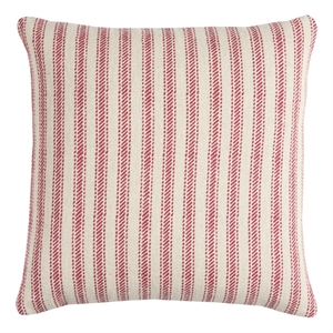 Rizzy Home Ticking Stripe 20&quot x 20&quot Poly Pillow with Cotton Cover-Red/Natural