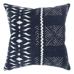 Donny Osmond Geometric 20&quot x 20&quot Poly Filled Pillow with Cotton Cover-Indigo