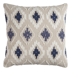 Rizzy Home Ikat 20&quot x 20&quot Poly Filled Pillow with Cotton Cover-Natural Indigo
