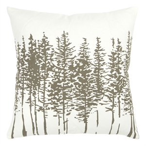 Rizzy Home Trees 18&quot x 18&quot Poly Filled Pillow with Cotton Cover-Ivory/Gray