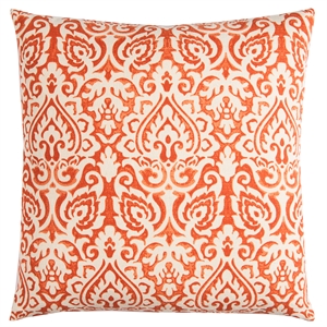 Rizzy Home Damask 22&quot x 22&quot Poly Filled Pillow with Cotton Cover-Orange/Natural