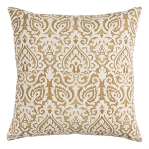 Rizzy Home Damask 22&quot x 22&quot Poly Filled Pillow with Cotton Cover-Gold/Natural