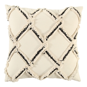 Rizzy Home Diamond 18&quot x 18&quot Poly Filled Pillow with Cotton Duck Cover-Natural