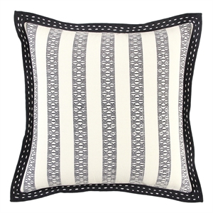 Rizzy Home Stripe 18&quot x 18&quot Poly Pillow with Textured Cotton Cover-Black/Ivory