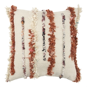 Rizzy Home Stripe 20&quot x 20&quot Poly Filled Pillow with Wool Cover-Natural/Rust