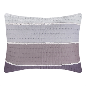 Rizzy Home Stripe 20&quot x 26&quot Cotton Standard Sham in Multi-Color in Grays