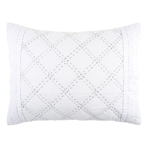 Rizzy Home Geometric 20&quot x 36&quot Cotton King Sham in White