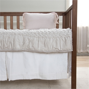 Rizzy Home Velvet Trim 26&quot X 51&quot White Solid Cotton Crib Skirt