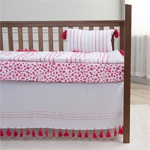 Rizzy Home Rowan 38&quot X 50&quot White/Pink Striped Cotton/Polyester Toddler Quilt