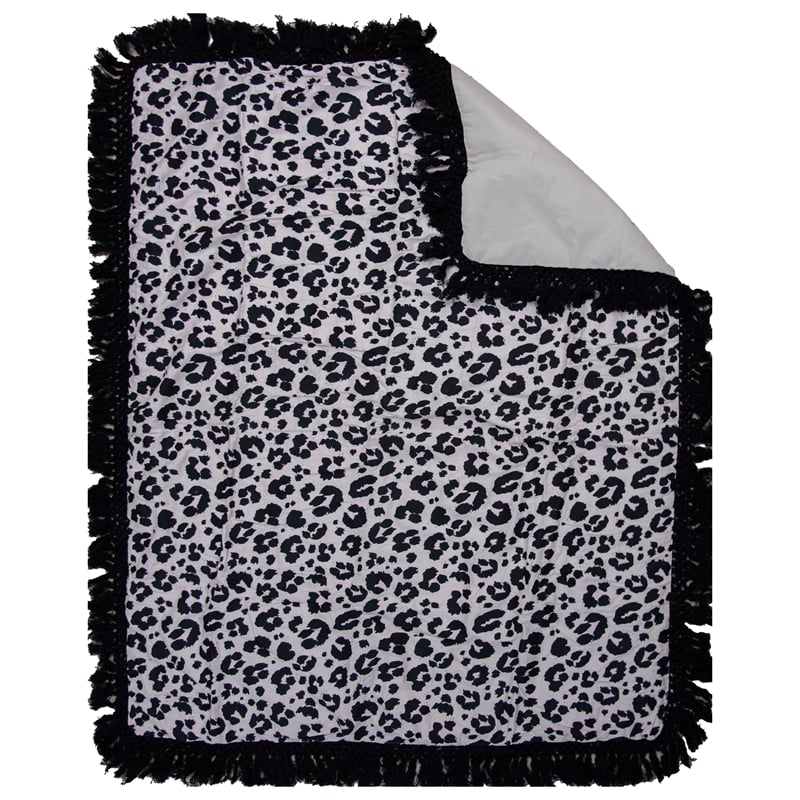 Rizzy Home Tatum Black/Natural Leopard Print Cotton/Polyester Toddler Quilt