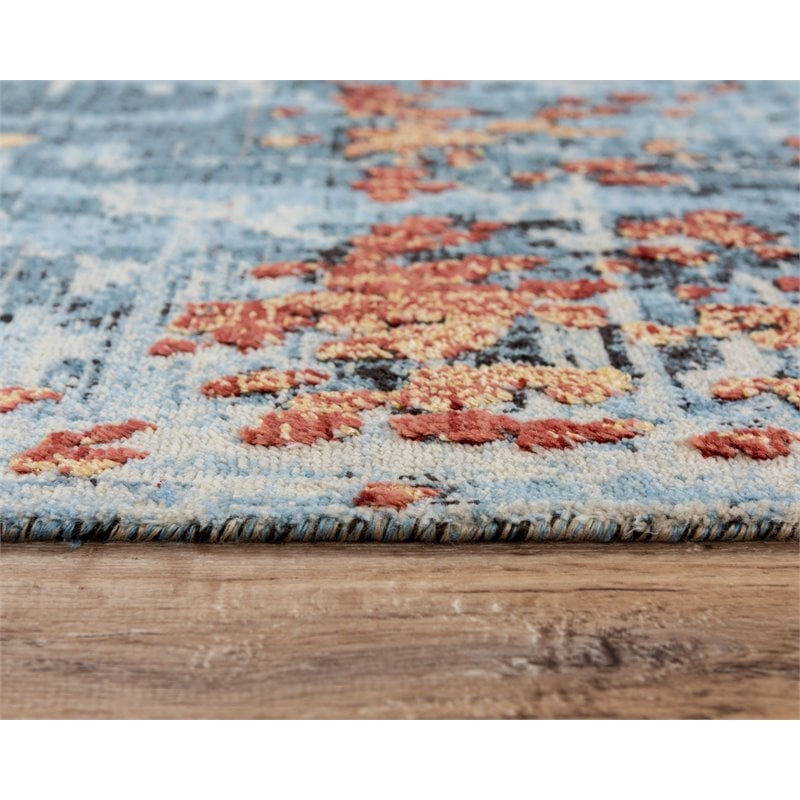 Alora Decor Alure 10' x 13' Abstract Blue/Apricot/Ivory Hybrid Area Rug
