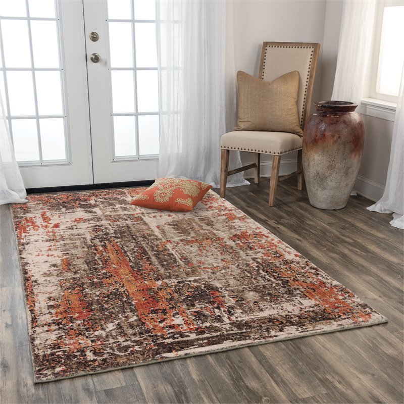 Alora Decor Alure 8' x 10' Abstract Brown/Beige/Apricot Hybrid Area Rug