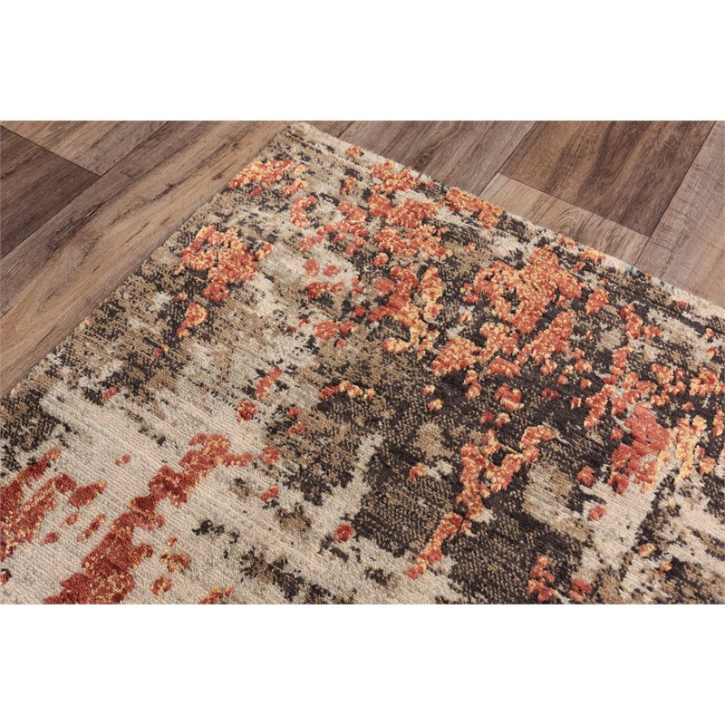 Alora Decor Alure 9' x 12' Abstract Brown/Beige/Apricot Hybrid Area Rug