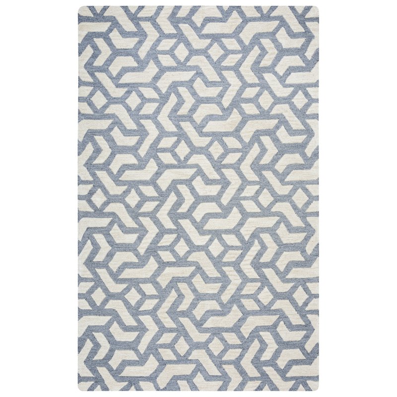 Alora Decor Berlin 8' x 10' Off White Gray Rust Blue Hand-Tufted Area Rug