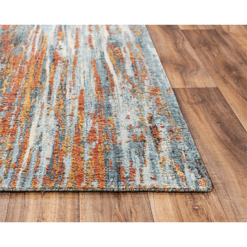Alora Decor Alure 10' x 13' Abstract Blue/Blue/Apricot Hybrid Area Rug