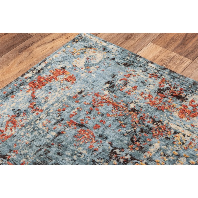 Alora Decor Alure 10' x 13' Abstract Blue/Copper/Beige Hybrid Area Rug