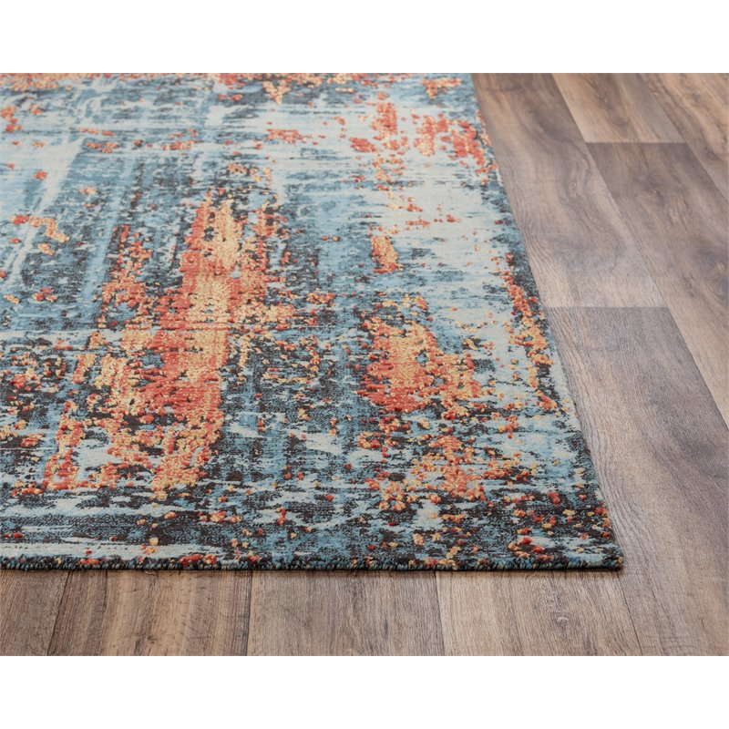 Alora Decor Alure 9' x 12' Abstract Blue/Apricot/Ivory Hybrid Area Rug