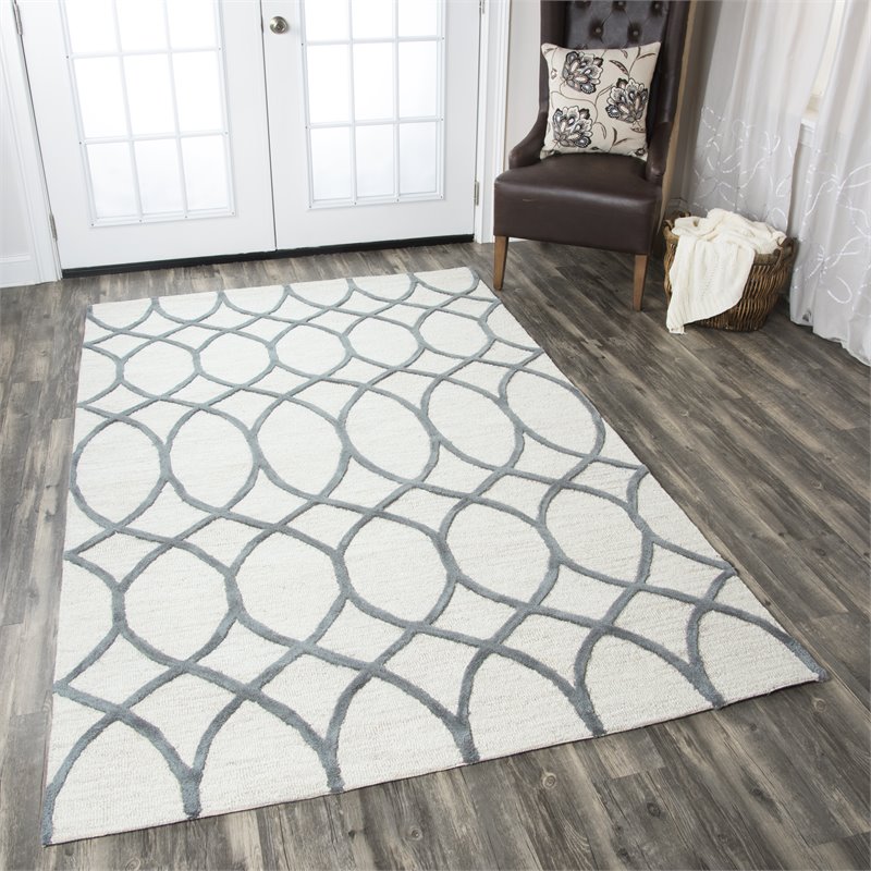 Alora Decor Berlin 8' x 10' Trellis Khaki/Gray/Rust/Blue Hand-Tufted Area Rug