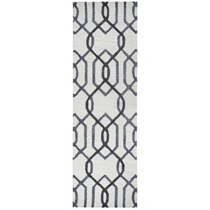 Alora Decor Berlin 2'6&quot x 8' Trellis Grey/Gray/Rust/Blue Hand-Tufted Area Rug