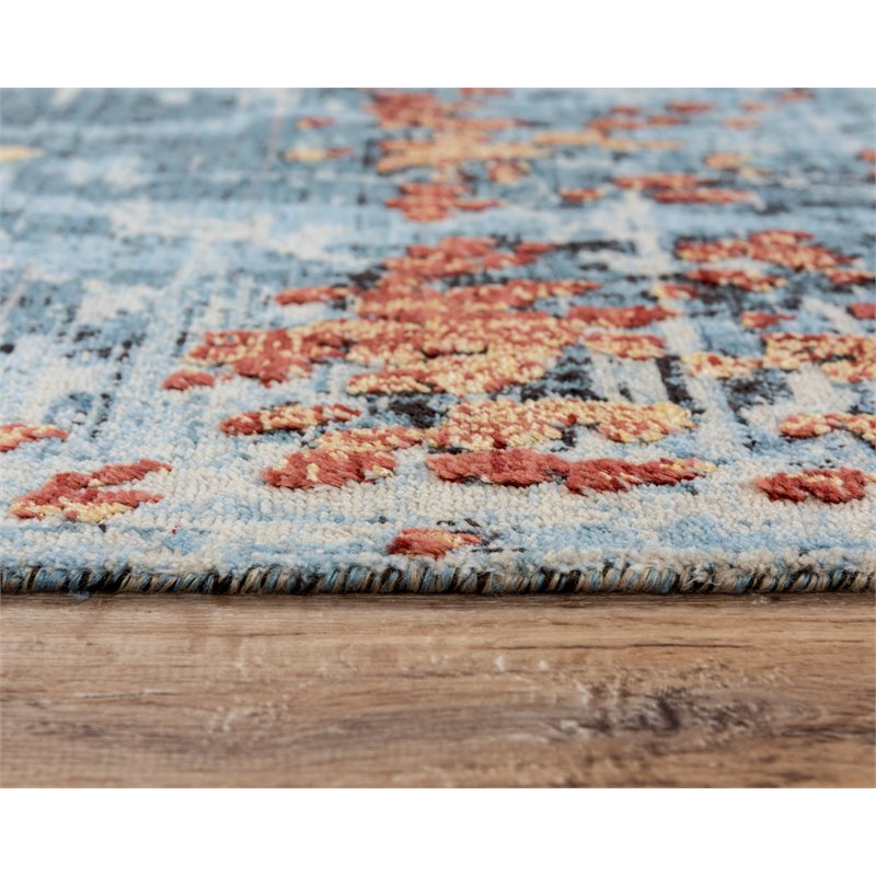 Alora Decor Alure 5' x 8' Abstract Blue/Apricot/Ivory Hybrid Area Rug