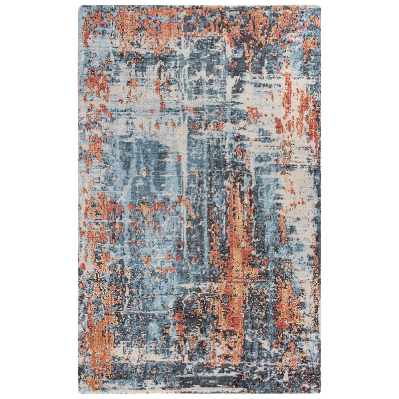 Alora Decor Alure 5' x 8' Abstract Blue/Apricot/Ivory Hybrid Area Rug