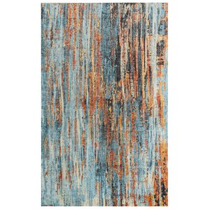 alure abstract blue/blue/apricot hybrid area rug