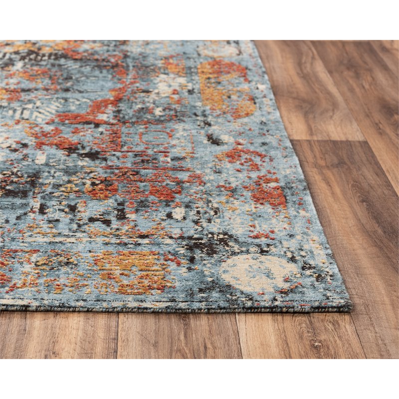 Alora Decor Alure 8' x 10' Abstract Blue/Copper/Beige Hybrid Area Rug