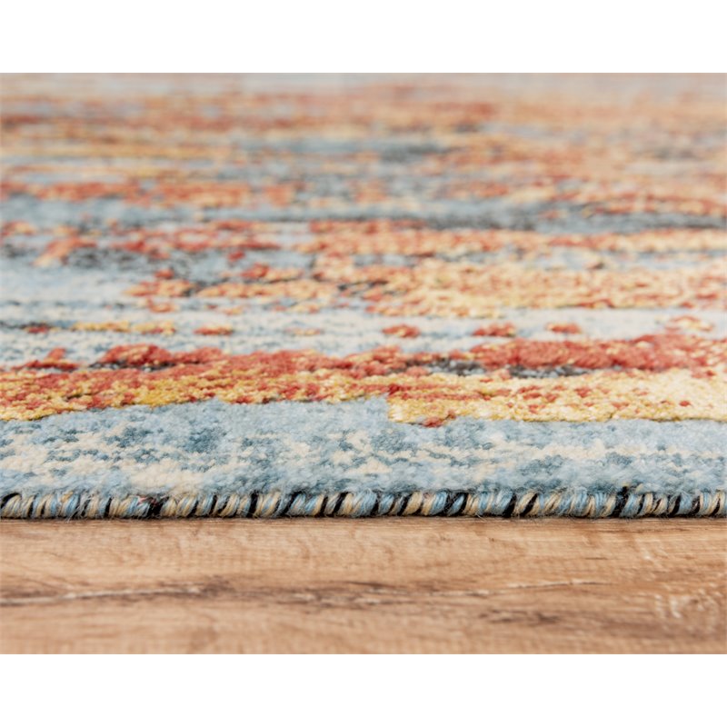 Alora Decor Alure 9' x 12' Abstract Blue/Blue/Apricot Hybrid Area Rug