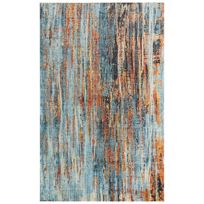 Alora Decor Alure 9' x 12' Abstract Blue/Blue/Apricot Hybrid Area Rug