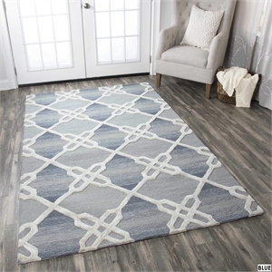 Alora Decor Berlin 2'6&quot x 8' Trellis Blue/Gray/Rust/Blue Hand-Tufted Area Rug