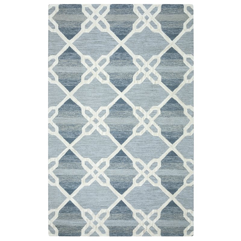 Alora Decor Berlin 8' x 10' Trellis Blue/Gray/Rust/Blue Hand-Tufted Area Rug