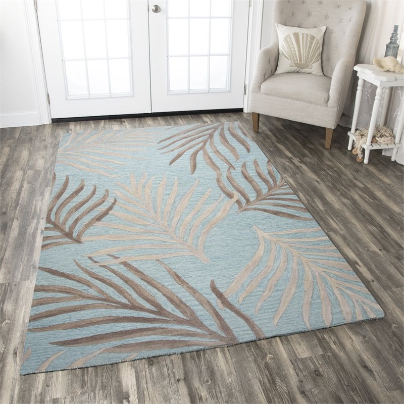 Alora Decor Cedar Key 5' x 8' Coastal Seafoam /Gray/Rust/Blue Area Rug