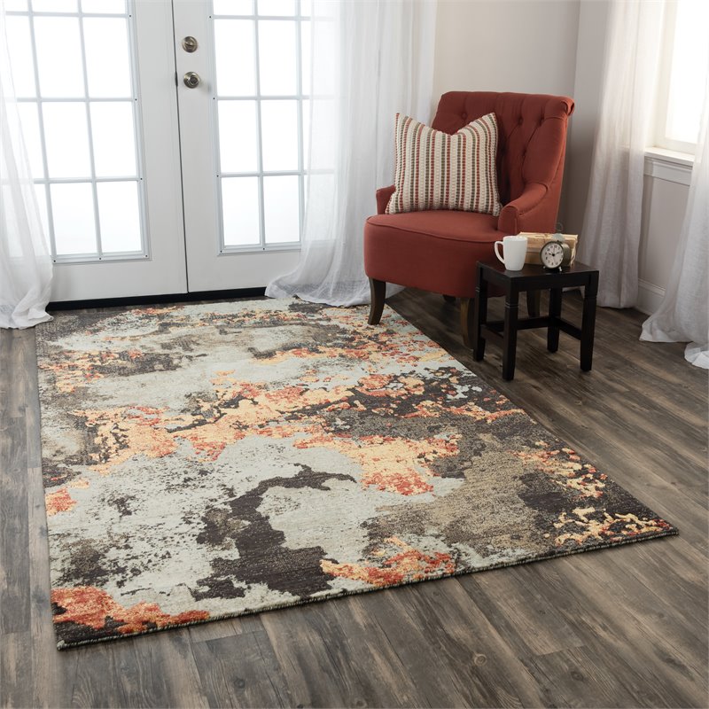Alora Decor Alure 5' x 8' Abstract Brown/Copper/Beige Hybrid Area Rug