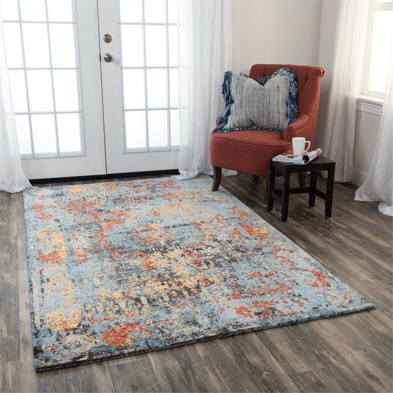 Alora Decor Alure 5' x 8' Abstract Blue/Copper/Beige Hybrid Area Rug