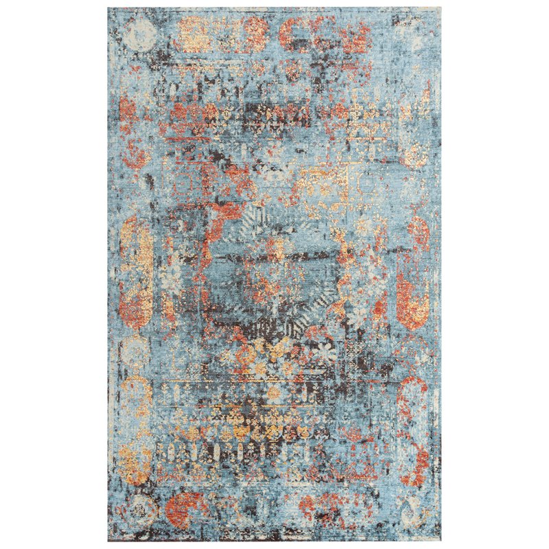 Alora Decor Alure 5' x 8' Abstract Blue/Copper/Beige Hybrid Area Rug