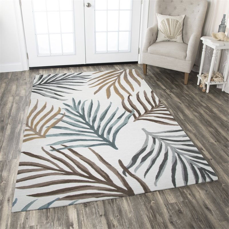 Alora Decor Cedar Key 5' x 8' Coastal Cream/Gray/Rust/Blue Hand-Tufted Area Rug